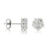 AGI Certified 2.00ctw Lab Diamond Floral Cluster Stud Earrings in 14kt White Gold