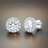 2 CTW AGI Certified Lab Grown Diamond Halo Earrings in 14K White Gold