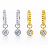1CTW Created Moissanite Beaded Hoop Drop Earrings in 14kt Gold Over Sterling Silver - Round or Cushion Cut