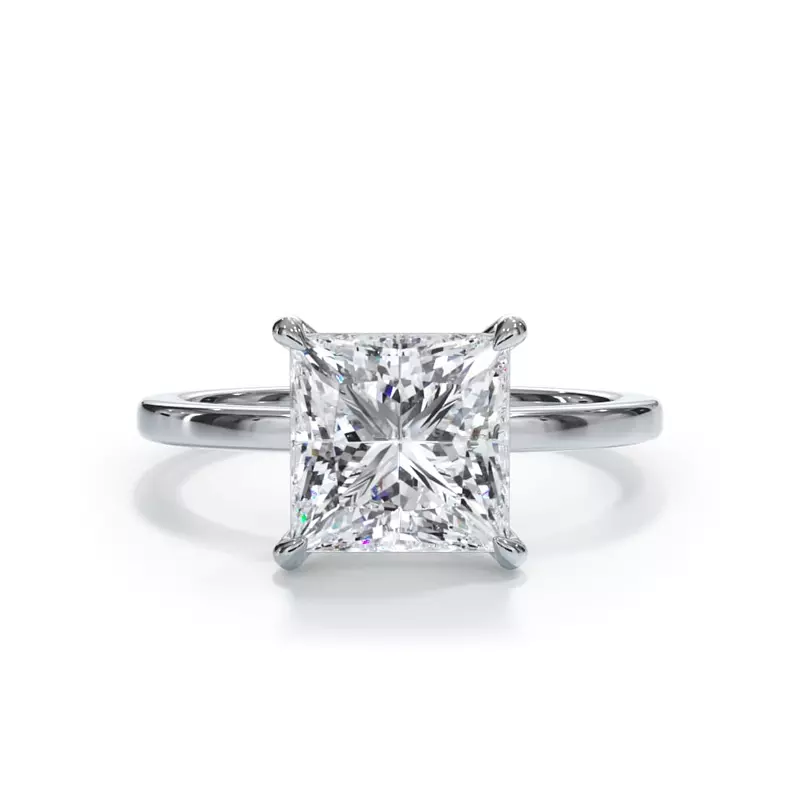 AGI Certified 3 CTW Lab Grown Diamond Solitaire Engagement Ring β G-VS Clarity, 14K White Gold