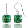 Luxurious 4.50CTW Lab Grown Cushion Cut Emerald Drop Earrings in 925 Sterling Silver - 8mm Square Gems