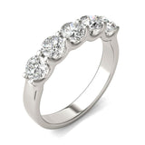 AGI Certified 1 1/4 CTW Round Lab Grown Diamond (G/VS) Five Stone Anniversary Band in 14K White Gold