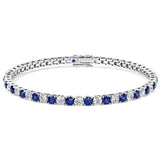7.50 CTW AGI Certified Lab Created Blue Sapphire & Diamond Tennis Bracelet in 14K White Gold Overlay