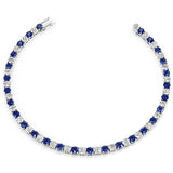 7.50 CTW AGI Certified Lab Created Blue Sapphire & Diamond Tennis Bracelet in 14K White Gold Overlay