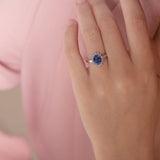 Princess Diana Inspired 3.00CTW AGI Certified G/VS Lab-Grown Sapphire and Diamond Halo Ring in 14K White Gold