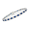 6.00 CTW Created White & Blue Sapphire Tennis Bracelet in 14K Gold Overlay – 7.25”
