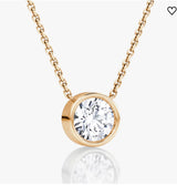 AGI Certified 1.00 Ctw Bezel Set Round Lab Grown Diamond Pendant - G/VS Clarity in Choice of 14K White or Yellow Gold