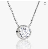 AGI Certified 1.00 Ctw Bezel Set Round Lab Grown Diamond Pendant - G/VS Clarity in Choice of 14K White or Yellow Gold
