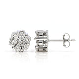 AGI Certified 2.00ctw Lab Diamond Floral Cluster Stud Earrings in 14kt White Gold