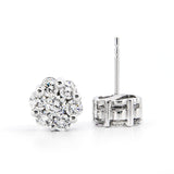 AGI Certified 2.00ctw Lab Diamond Floral Cluster Stud Earrings in 14kt White Gold