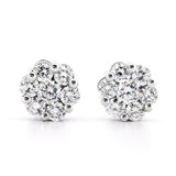 AGI Certified 2.00ctw Lab Diamond Floral Cluster Stud Earrings in 14kt White Gold