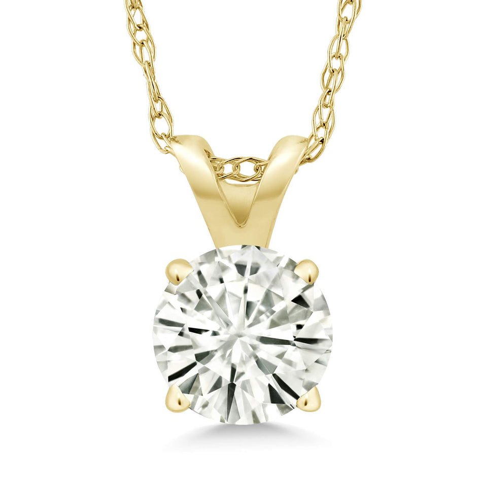 .80 CTW Certified Genuine Moissanite Solitaire Pendant Necklace - Choice of 14k White or Yellow Gold