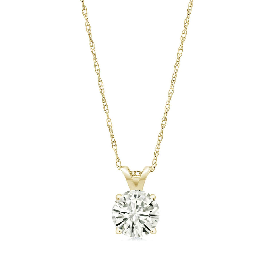 .80 CTW Certified Genuine Moissanite Solitaire Pendant Necklace - Choice of 14k White or Yellow Gold