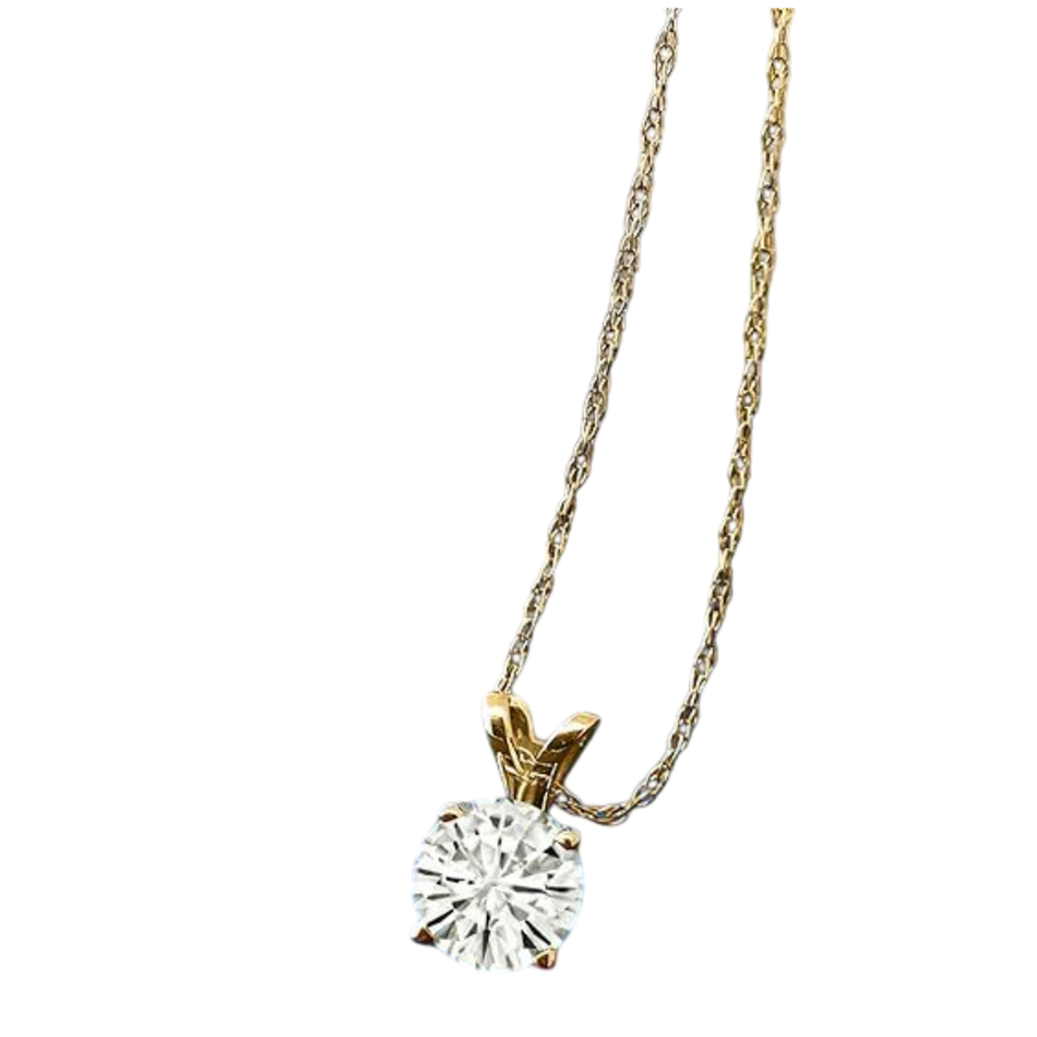 .80 CTW Certified Genuine Moissanite Solitaire Pendant Necklace - Choice of 14k White or Yellow Gold