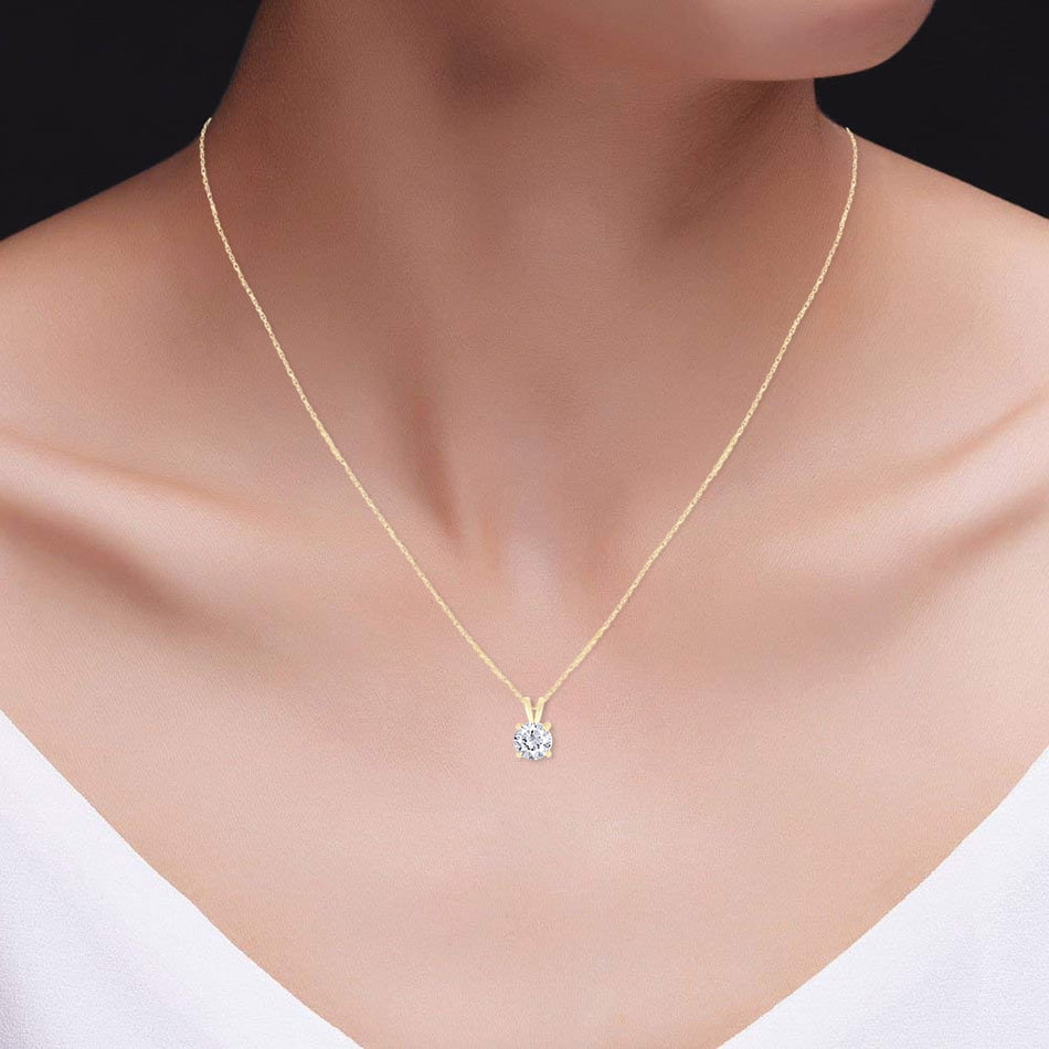 .80 CTW Certified Genuine Moissanite Solitaire Pendant Necklace - Choice of 14k White or Yellow Gold
