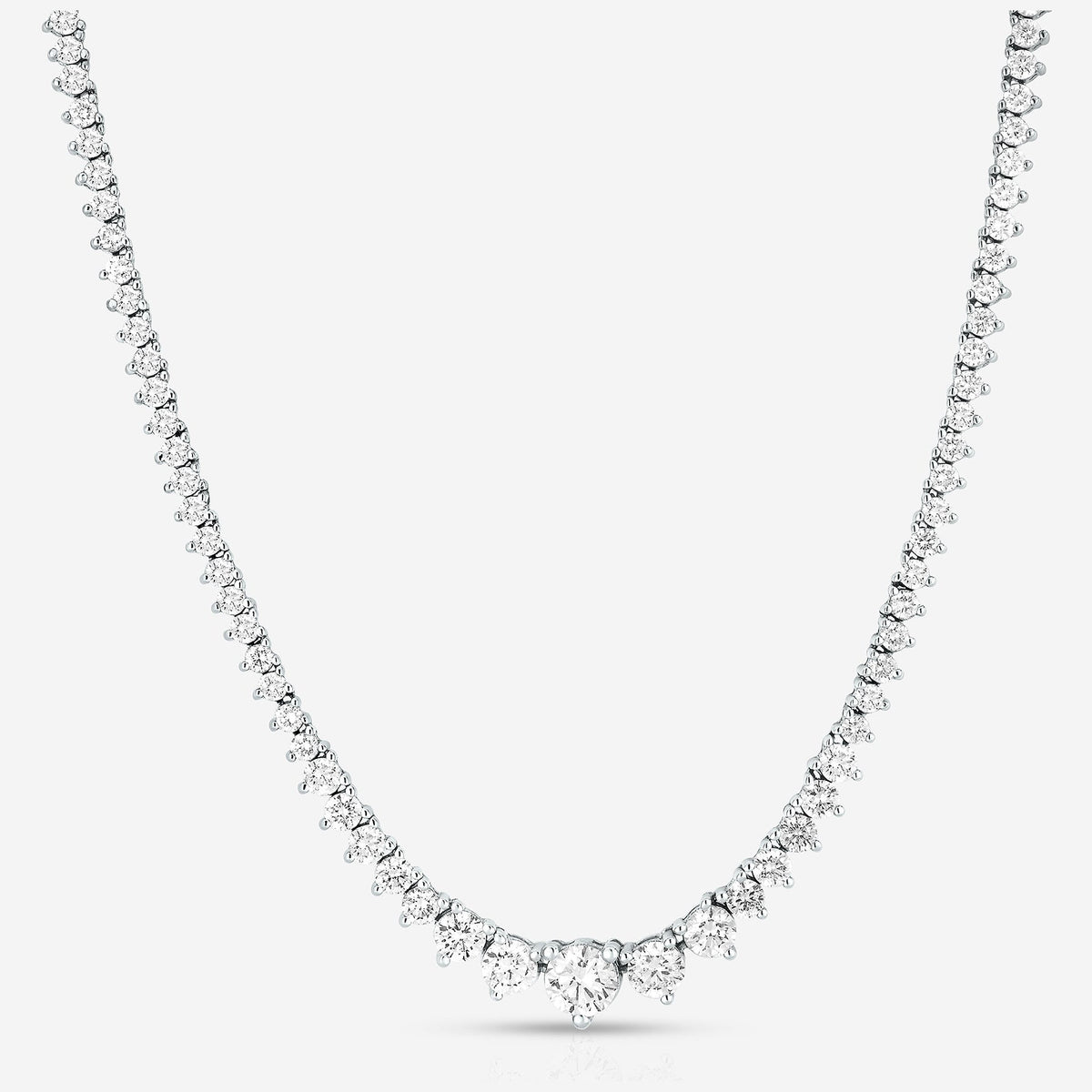 15 CTW Moissanite Graduated Tennis Necklace | 14K Gold Over
