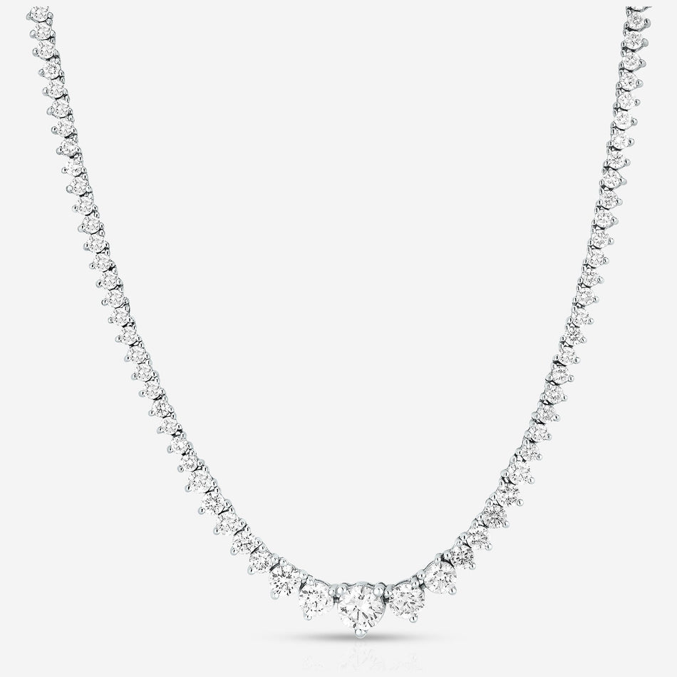 15 CTW Created Moissanite Graduated Tennis Necklace - G-H Color, SI Clarity