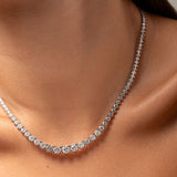 15 CTW Created Moissanite Graduated Tennis Necklace - G-H Color, SI Clarity
