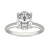 2.00 CTW AGI Certified  Oval Lab Grown Diamond Solitaire Engagement Ring in 14K White Gold (G-VS)