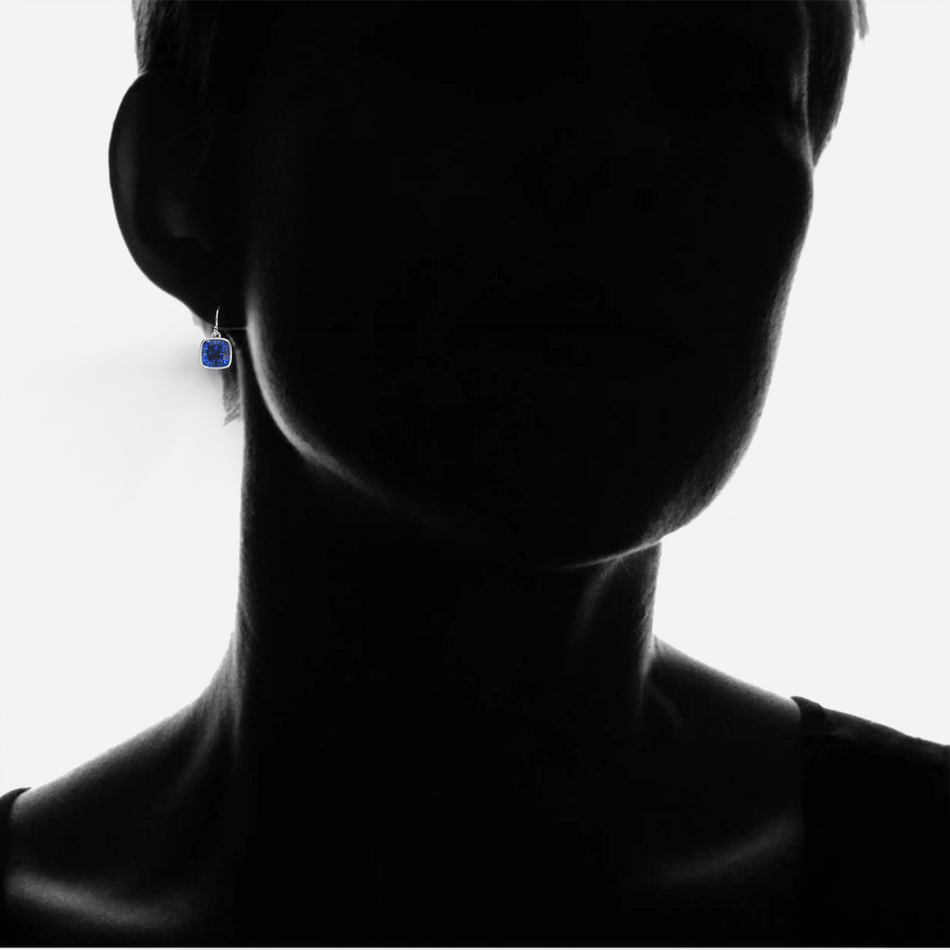 2 Pair Pack: 9.00 CTW Cushion Cut Blue Sapphire & Emerald Drop Earrings Set in .925 Sterling Silver – Lab Grown, 8mm Square Gems