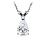 Vossagin AGI Certified 2 CTW Pear Cut Lab-Grown Diamond Pendant in 14K White Gold