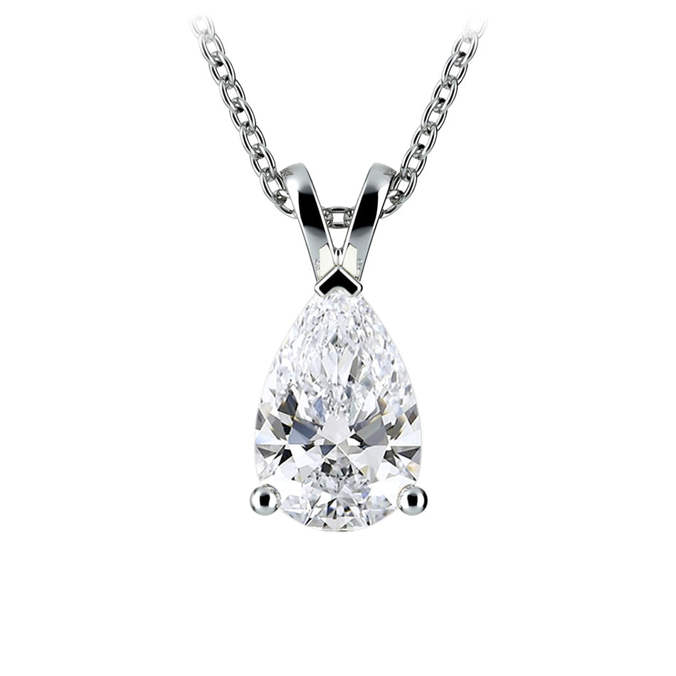 Vossagin AGI Certified 2 CTW Pear Cut Lab-Grown Diamond Pendant in 14K White Gold