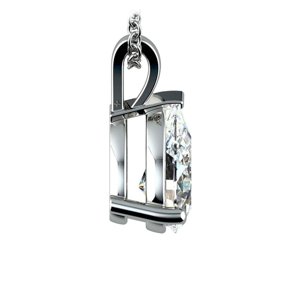 Vossagin AGI Certified 2 CTW Pear Cut Lab-Grown Diamond Pendant in 14K White Gold