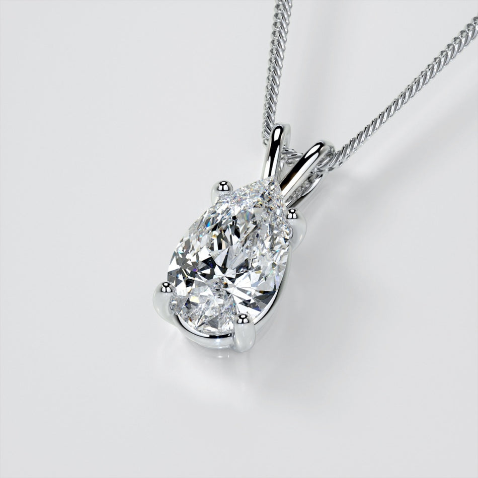 Vossagin AGI Certified 2 CTW Pear Cut Lab-Grown Diamond Pendant in 14K White Gold
