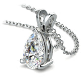 Vossagin AGI Certified 2 CTW Pear Cut Lab-Grown Diamond Pendant in 14K White Gold