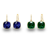 5.00 CTW Lab Grown Sapphire and Emerald Cushion Cut Drop Earrings Set - 14K Gold (2 Pairs)