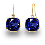 5.00 CTW Lab Grown Sapphire and Emerald Cushion Cut Drop Earrings Set - 14K Gold (2 Pairs)