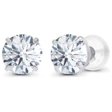 1.00 CTW Genuine Certified Moissanite Stud Earrings in Solid 14K White or Yellow Gold