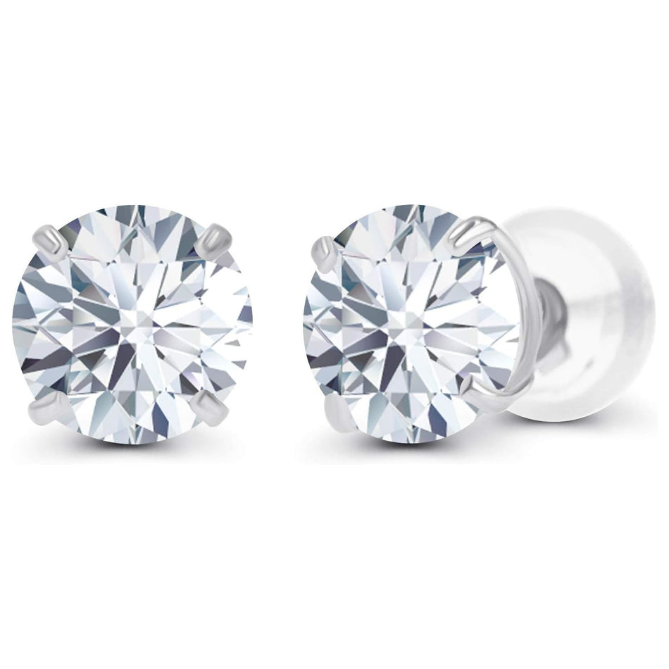 1.00 CTW Genuine Certified Moissanite Stud Earrings in Solid 14K White or Yellow Gold