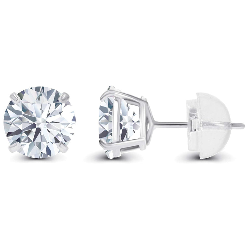 1.00 CTW Genuine Certified Moissanite Stud Earrings in Solid 14K White or Yellow Gold