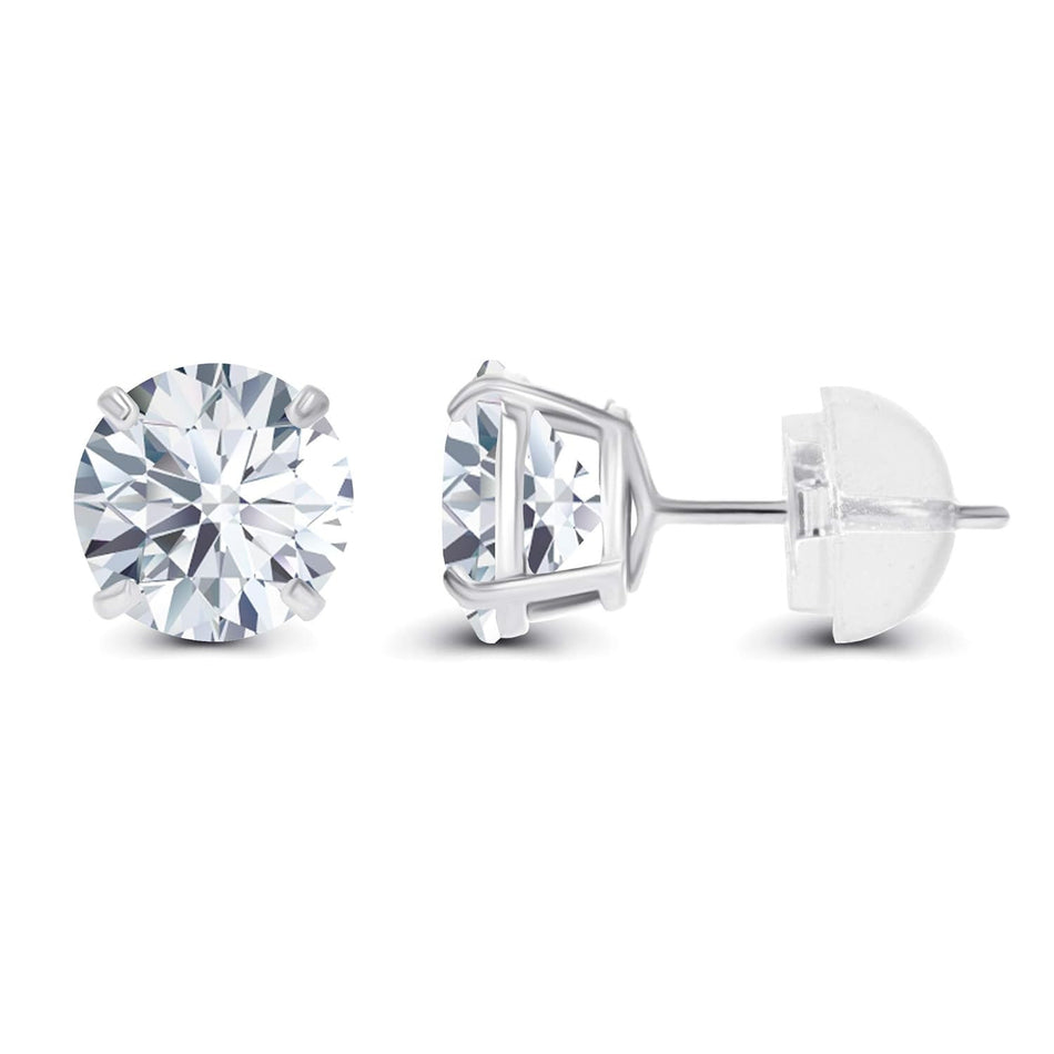 2.50 CTW AGI Certified Lab-Grown Diamond Stud Earrings in 14K White Gold – G Color, VS Clarity