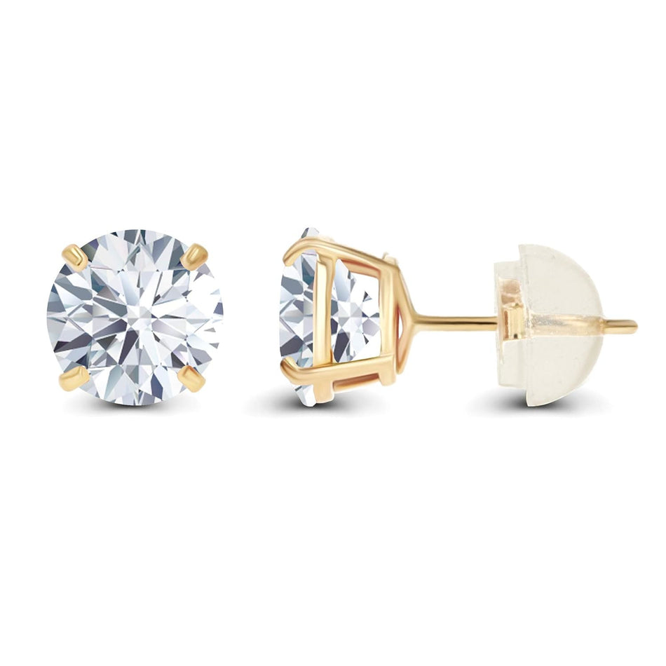 2.50 CTW AGI Certified Lab-Grown Diamond Stud Earrings in 14K Yellow Gold | G Color VS Clarity