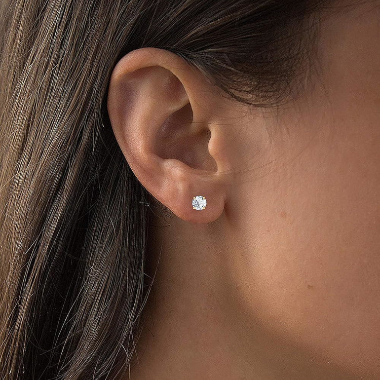 2.00 CTW Round CZ Stud Earrings in 14K White or Yellow Gold β Handcrafted Luxury