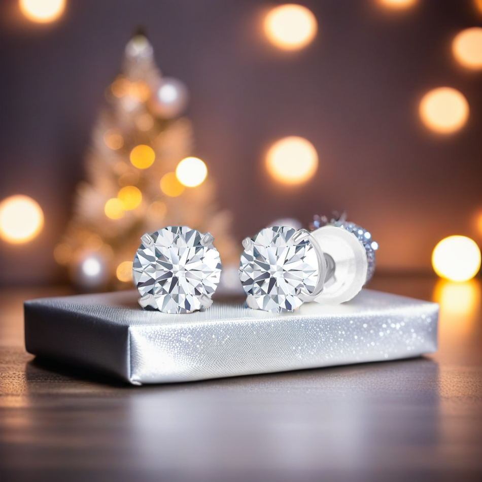 2.00 CTW Round CZ Stud Earrings in 14K White or Yellow Gold β Handcrafted Luxury