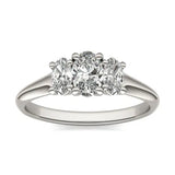 1 CTW Oval Lab Grown Diamond Three Stone Engagement Ring 14K White Gold (G-VS)
