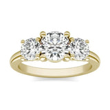 2 CTW AGI Certified Lab Grown Diamond (G-VS) Three Stone Engagement Ring in Choice of 14K Yellow or 14k White Gold