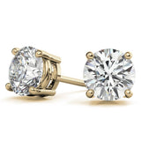 Lab Created Moissanite Stud Earrings (G-VS) in 14K White or Yellow Gold - Choose 1 CTW or 2 CTW