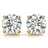 Lab Created Moissanite Stud Earrings (G-VS) in 14K White or Yellow Gold - Choose 1 CTW or 2 CTW
