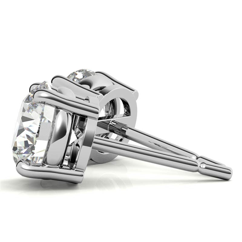 Lab Created Moissanite Stud Earrings (G-VS) in 14K White or Yellow Gold - Choose 1 CTW or 2 CTW