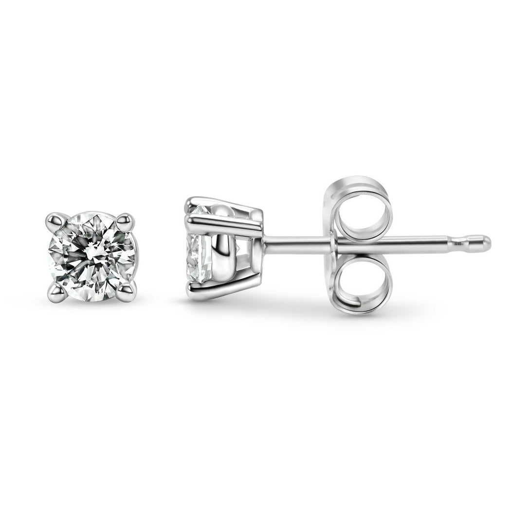 VOSSAGIN 0.25 CTW Round Lab-Grown Diamond Stud Earrings in 14K Gold Over Sterling Silver (F Color, VS Clarity)