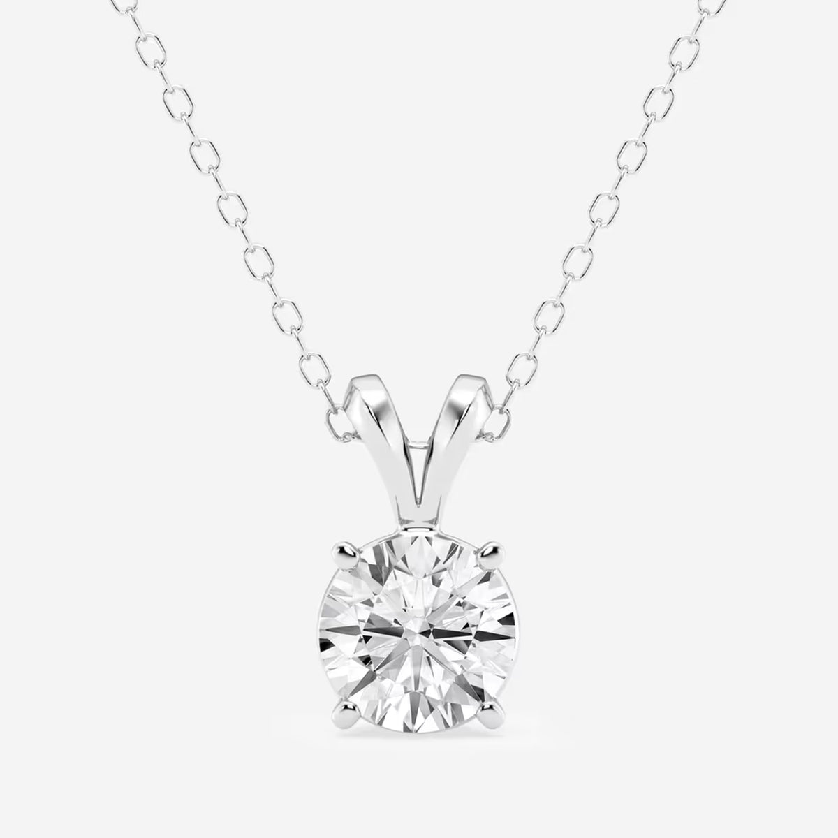 VOSSAGIN 0.50 CTW Round Lab Grown Diamond Split Bail Solitaire Pendant in 14K White Gold Over Sterling