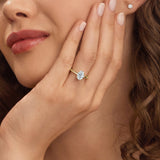 1.50 CTW Oval Cut Certified Moissanite Solitaire Ring in 14kt Yellow Gold Over Sterling Silver