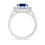 3.00ctw AGI Certified G/VS Princess Diana Inspired 14K White Gold Lab Grown Sapphire Diamond Ring