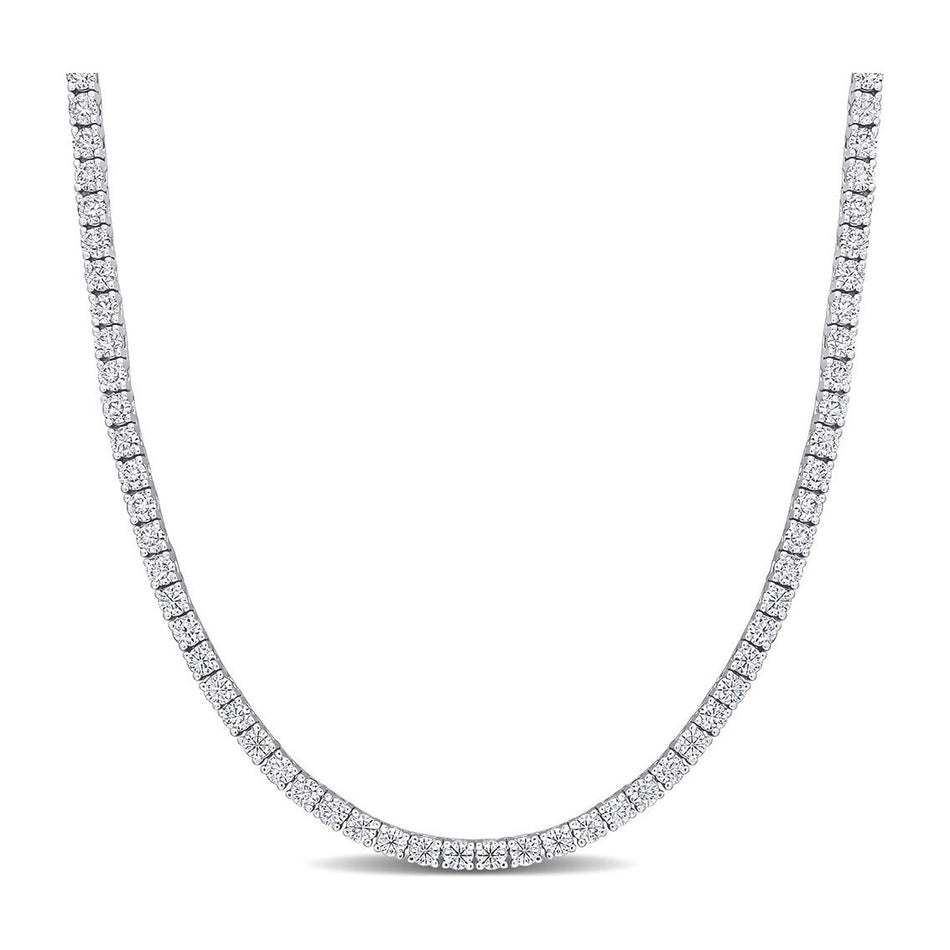 12.5 Carat DEW Created Moissanite Tennis Necklace in 14K Gold Overlay