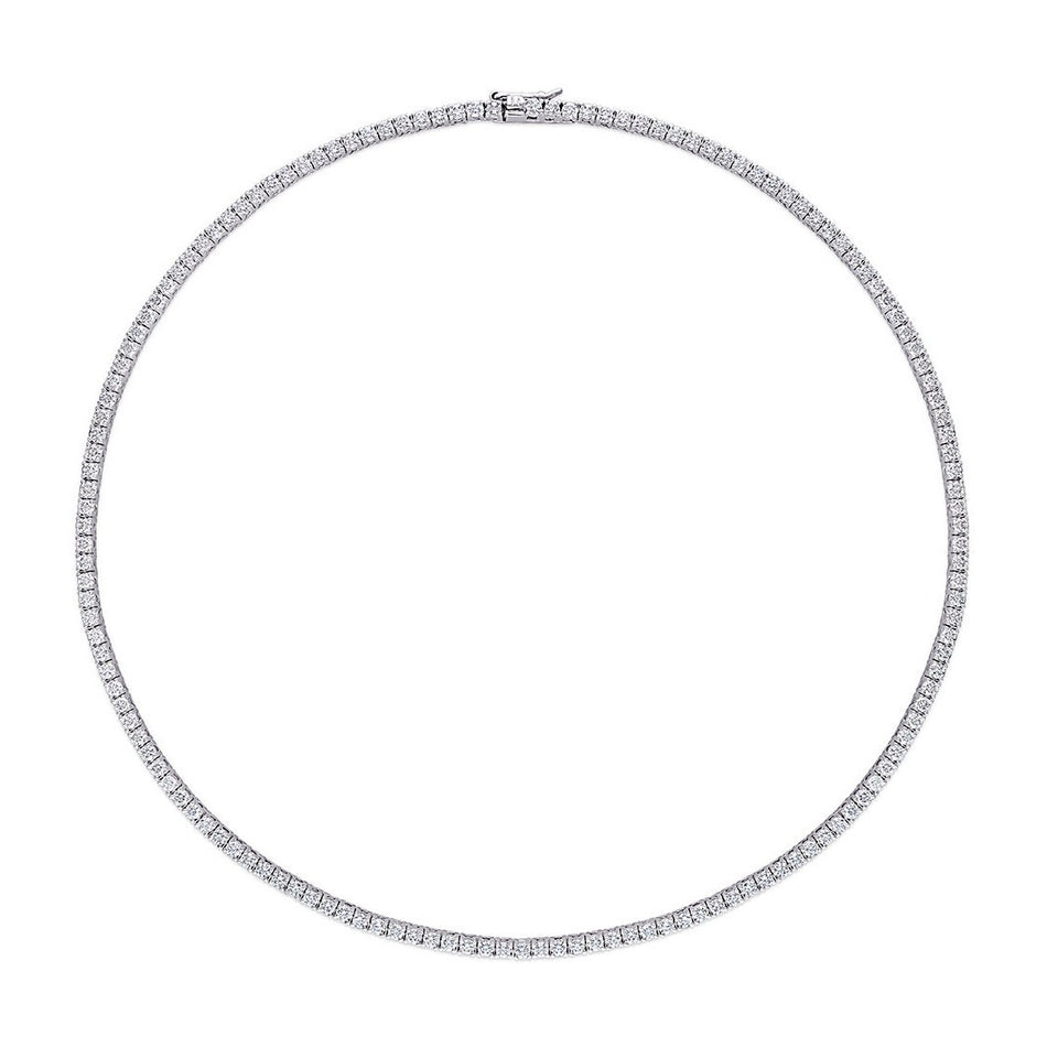 12.5 Carat DEW Created Moissanite Tennis Necklace in 14K Gold Overlay