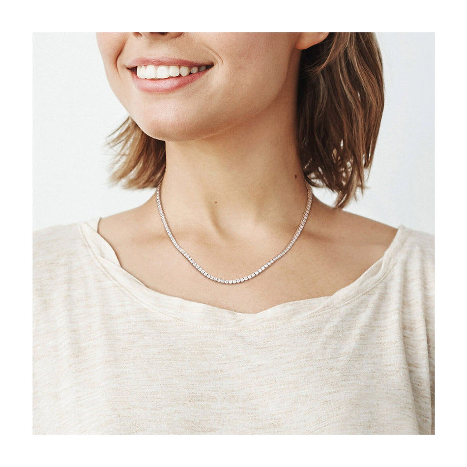 12.5 Carat DEW Created Moissanite Tennis Necklace in 14K Gold Overlay